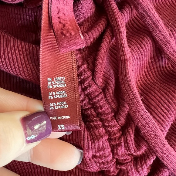 Skims Soft Lounge Crop Long Sleeve & Ruched Long Skirt Set Color Wine - Picture 13 of 15